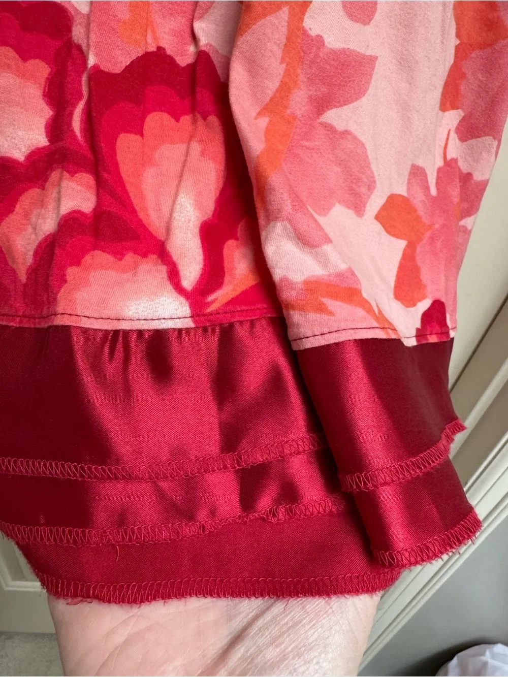 Desigual Pink Red Floral Tiered Skirt